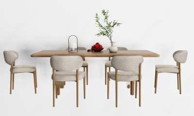 北欧餐桌餐椅3D模型下载